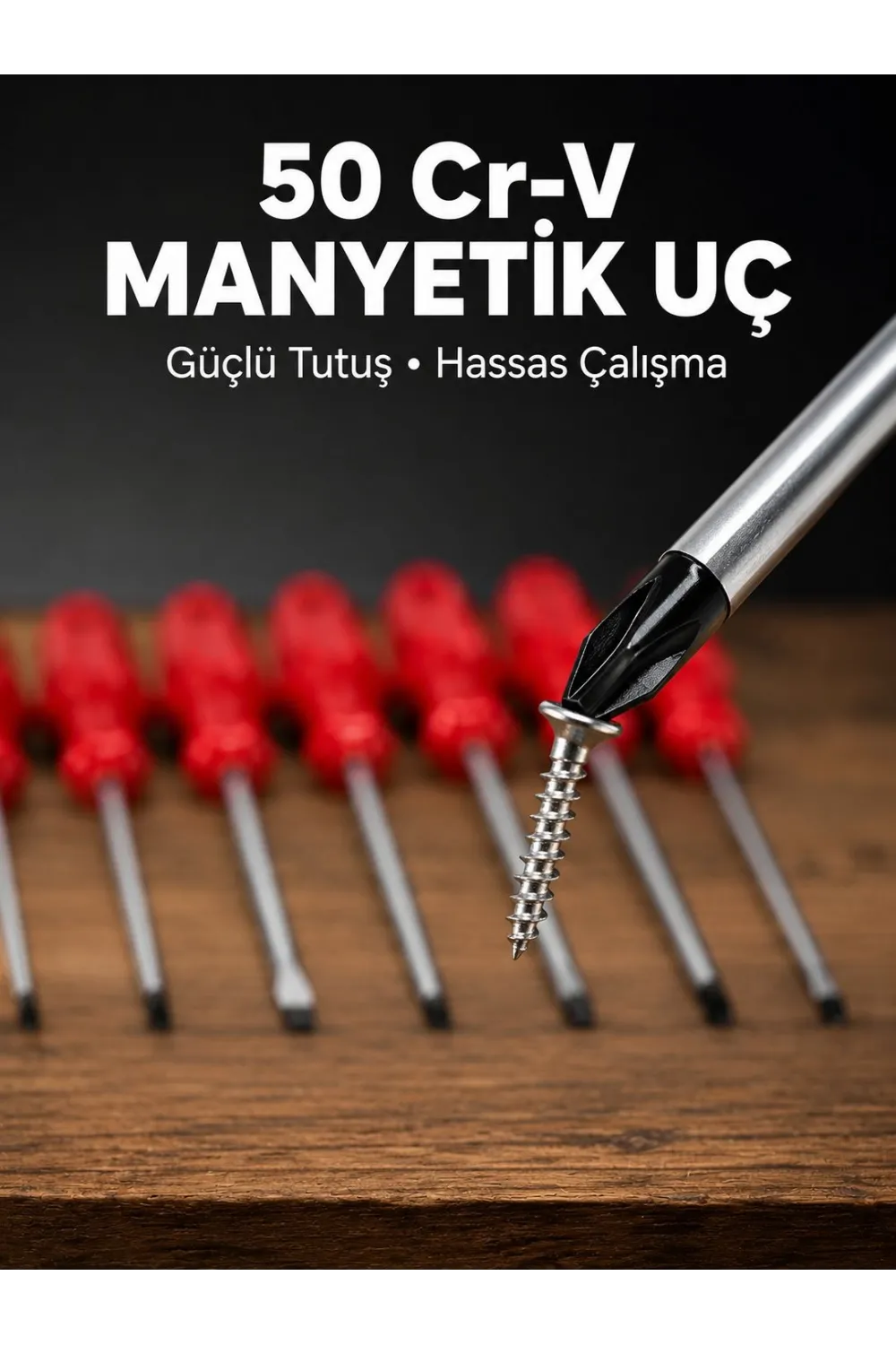 7li Düz Ve Yıldız Tornavida Seti Çelik Manyetik Uçlu