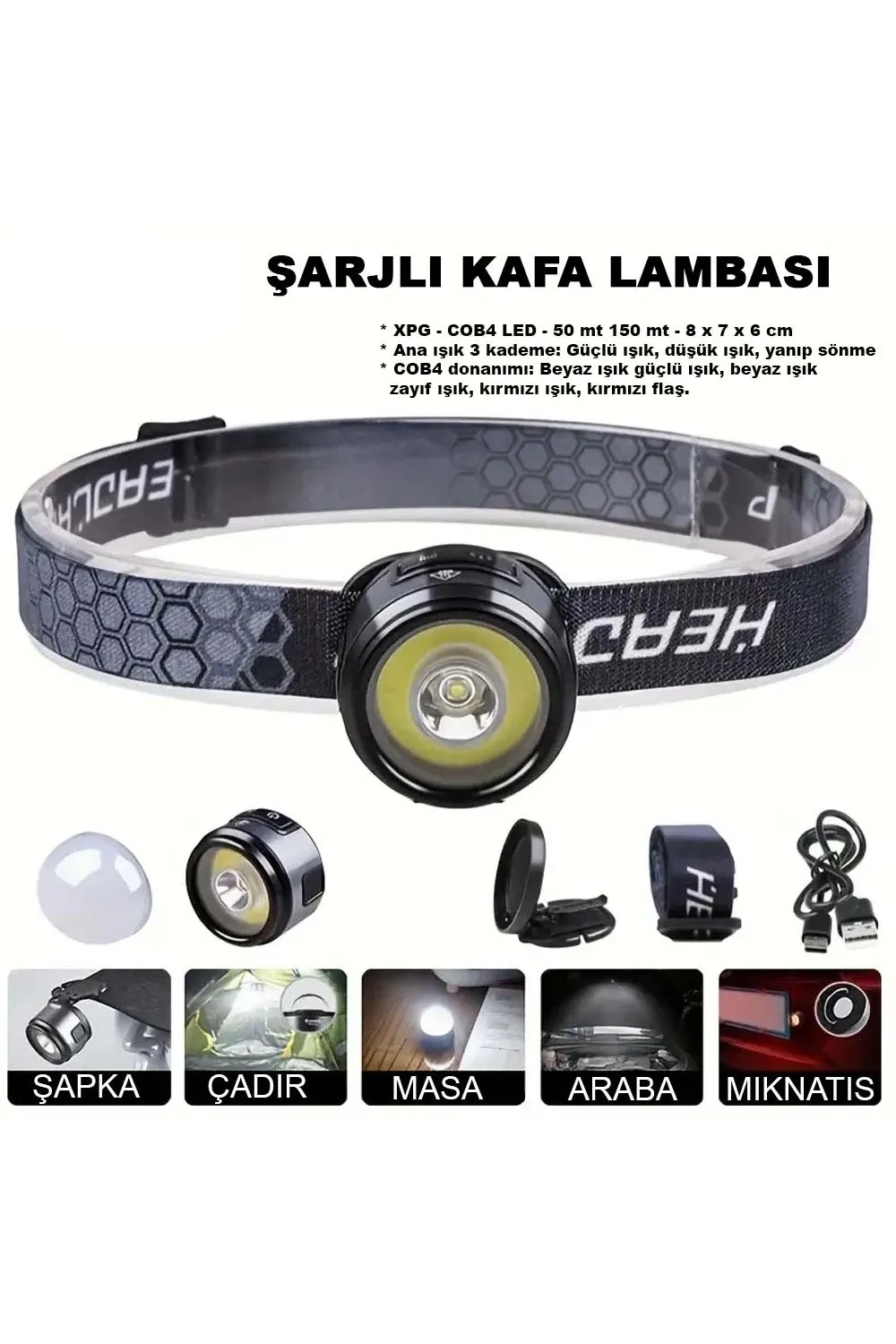 7 Mod Şarjlı Kafa Ve Kamp Lambası Wt-618