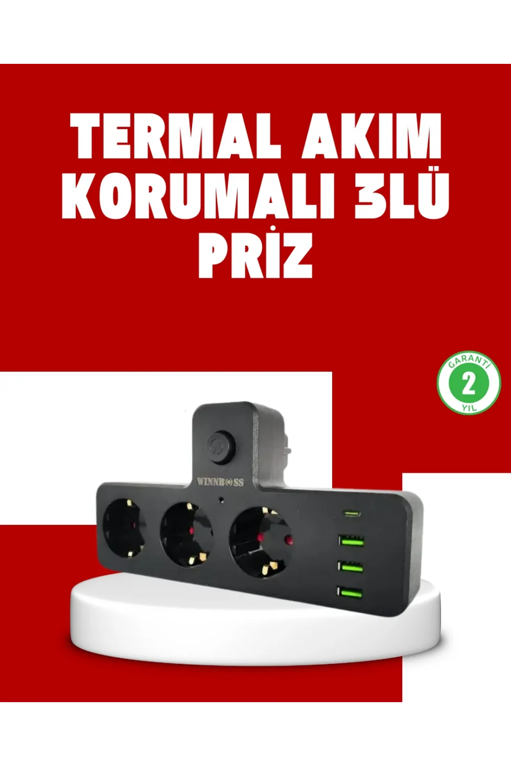 7 Portlu Çoklu Priz Usb Ve Type-c Girişli Akıllı Güç Ünitesi