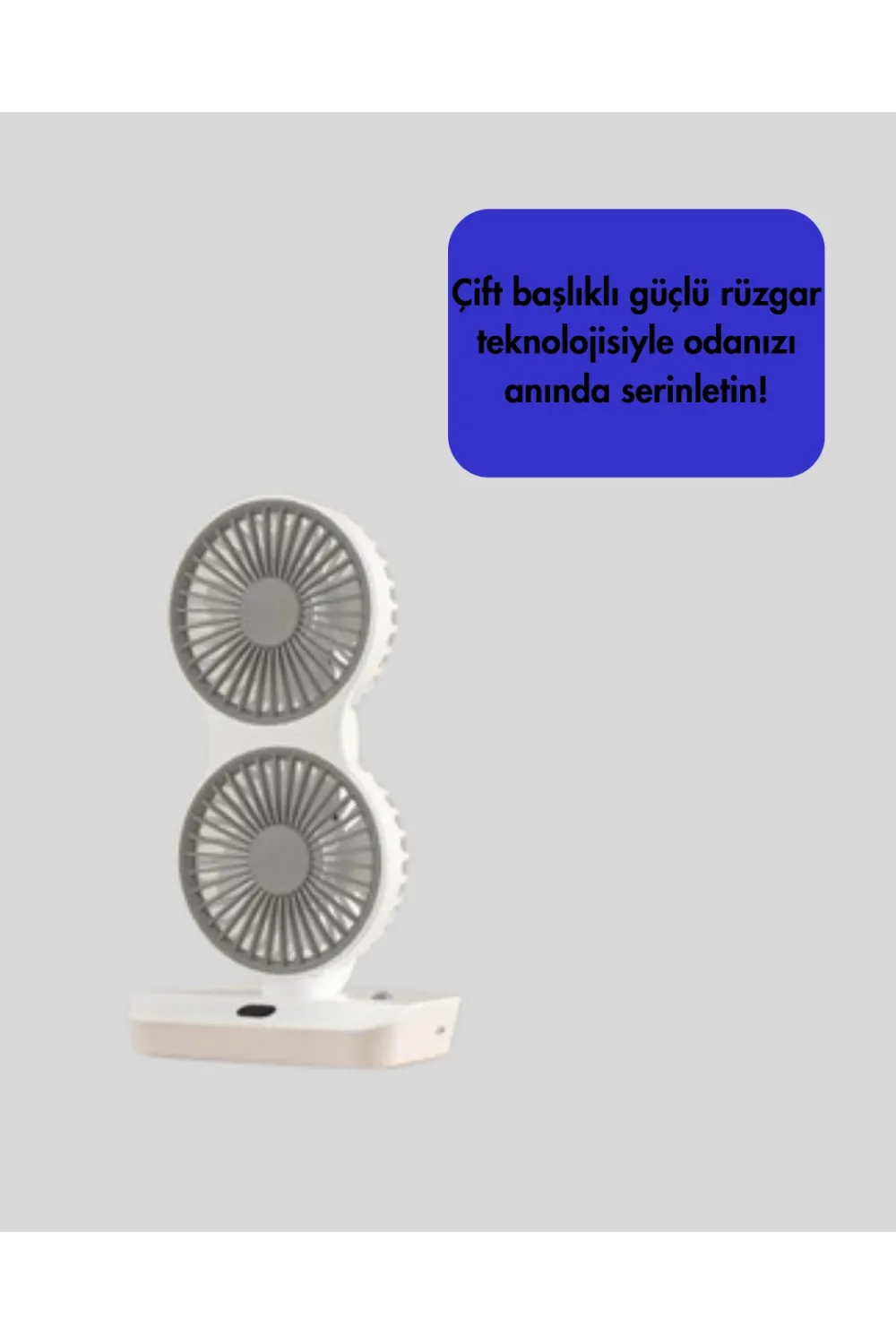 720° Döner Çift Taraflı Masaüstü Vantilatör – Usb Şarjlı Sessiz Fan