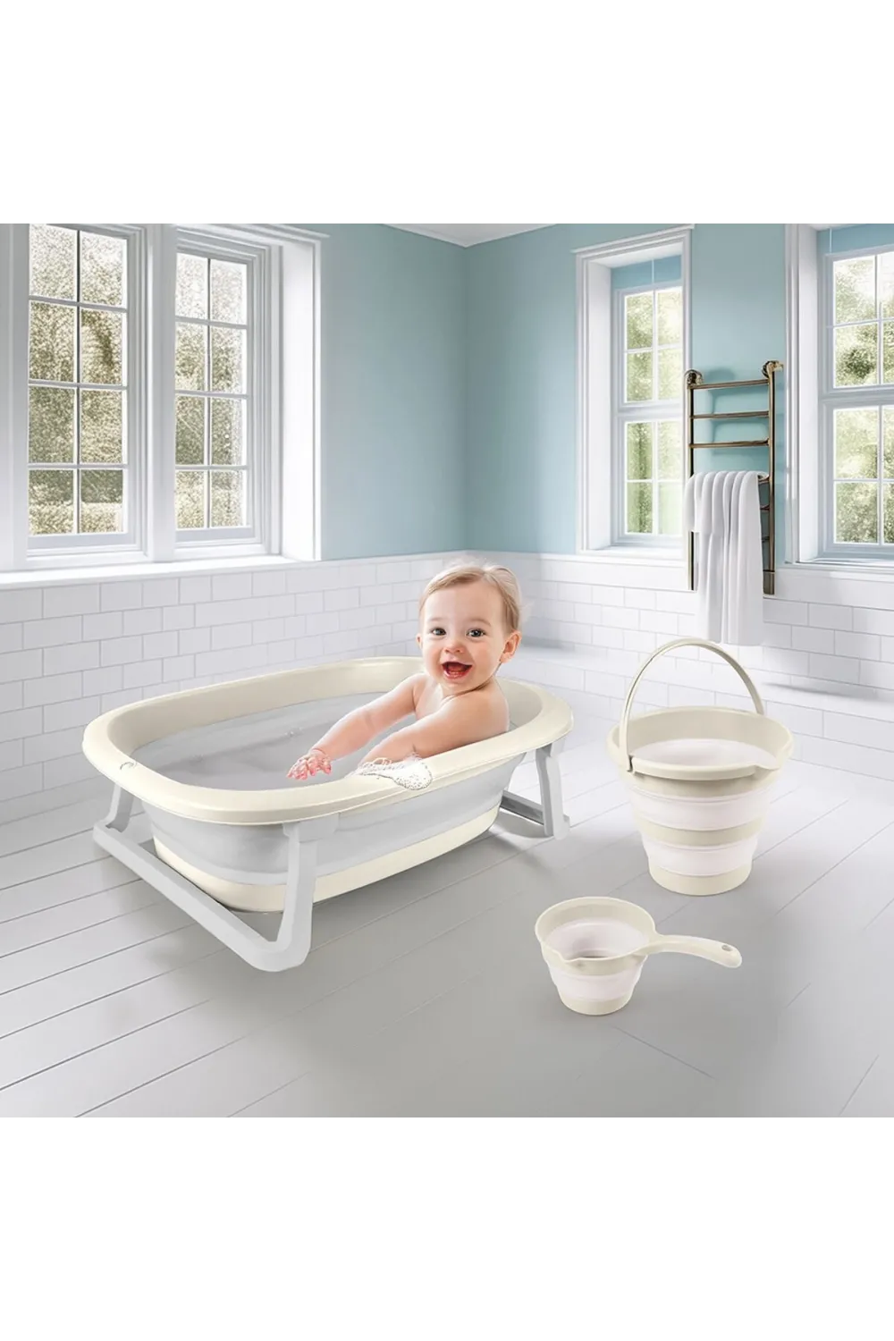 7271 Katlanabilir Banyo Seti 3lü Bej