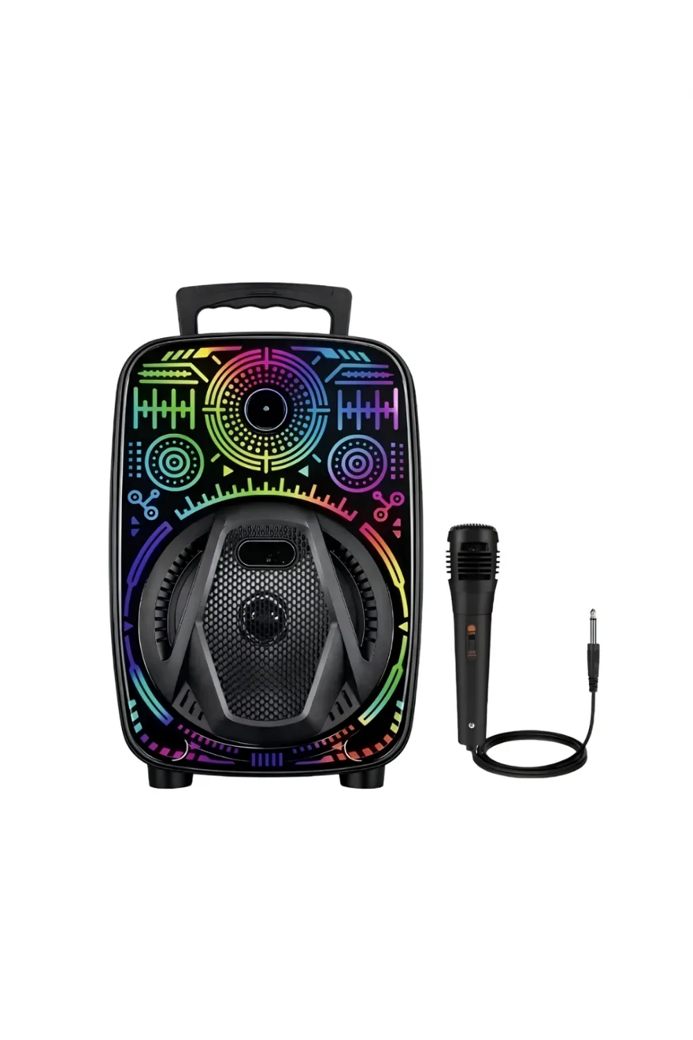 8 İnç Karaoke Hoparlör Usb Aux Fm Destekli Işıklı Speaker
