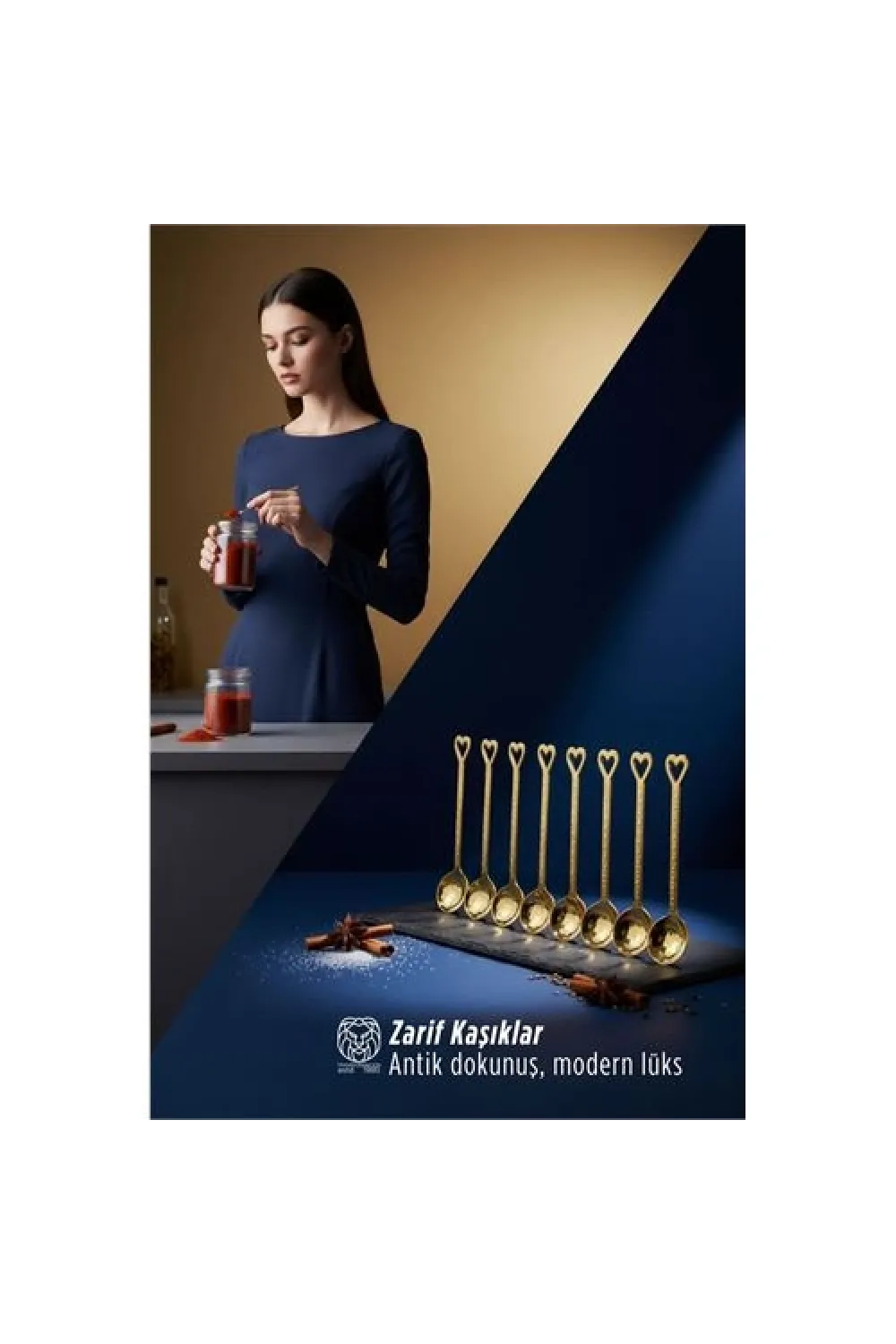 8li Lüks Gold Zamak Ölçü ve Baharat Kaşığı Seti - Özel Tasarım 722902