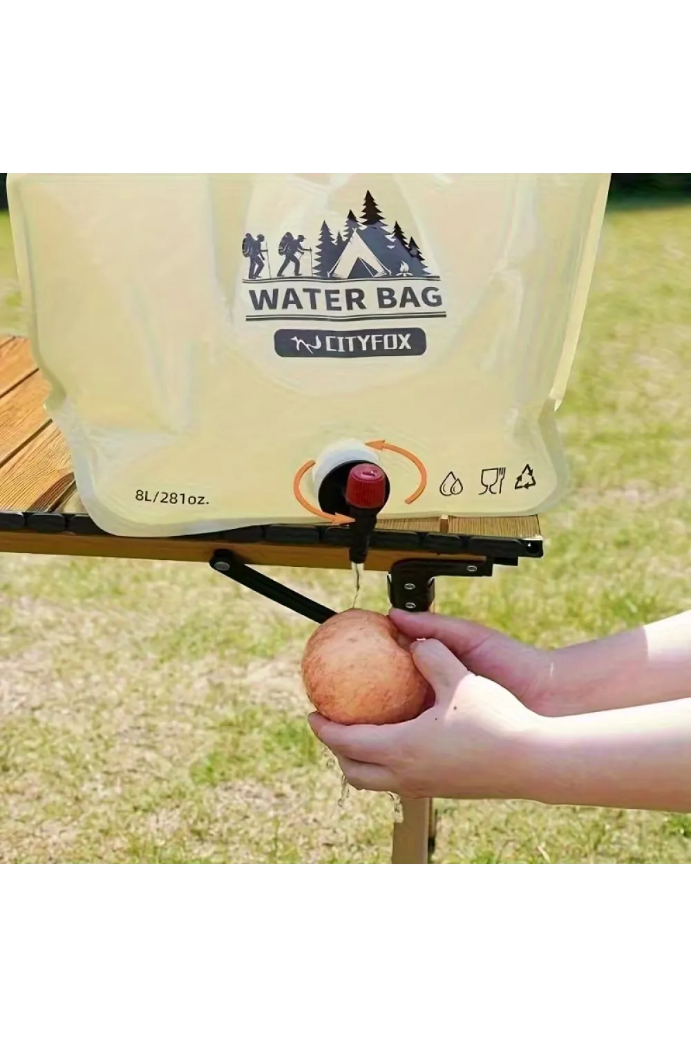 8 Litre Katlanabilir Musluklu Su Kabı - Kamp ve Doğa - Taşıma Kulplu