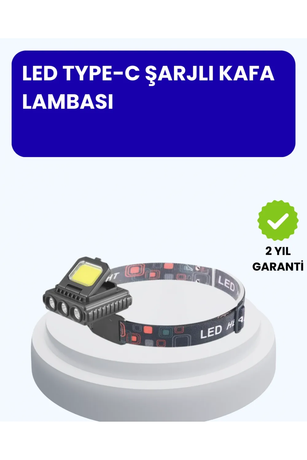 800 Lumen Led Kafa Lambası Cob Ve Xpe Led Type C Şarjlı Ayarlanabilir