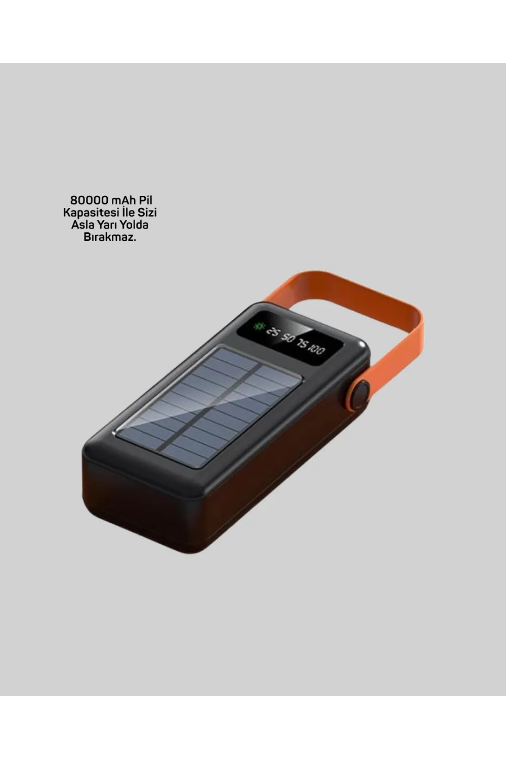 80000 Mah Güneş Enerjili Powerbank 4 Kablolu Type C Lightning Micro Usb
