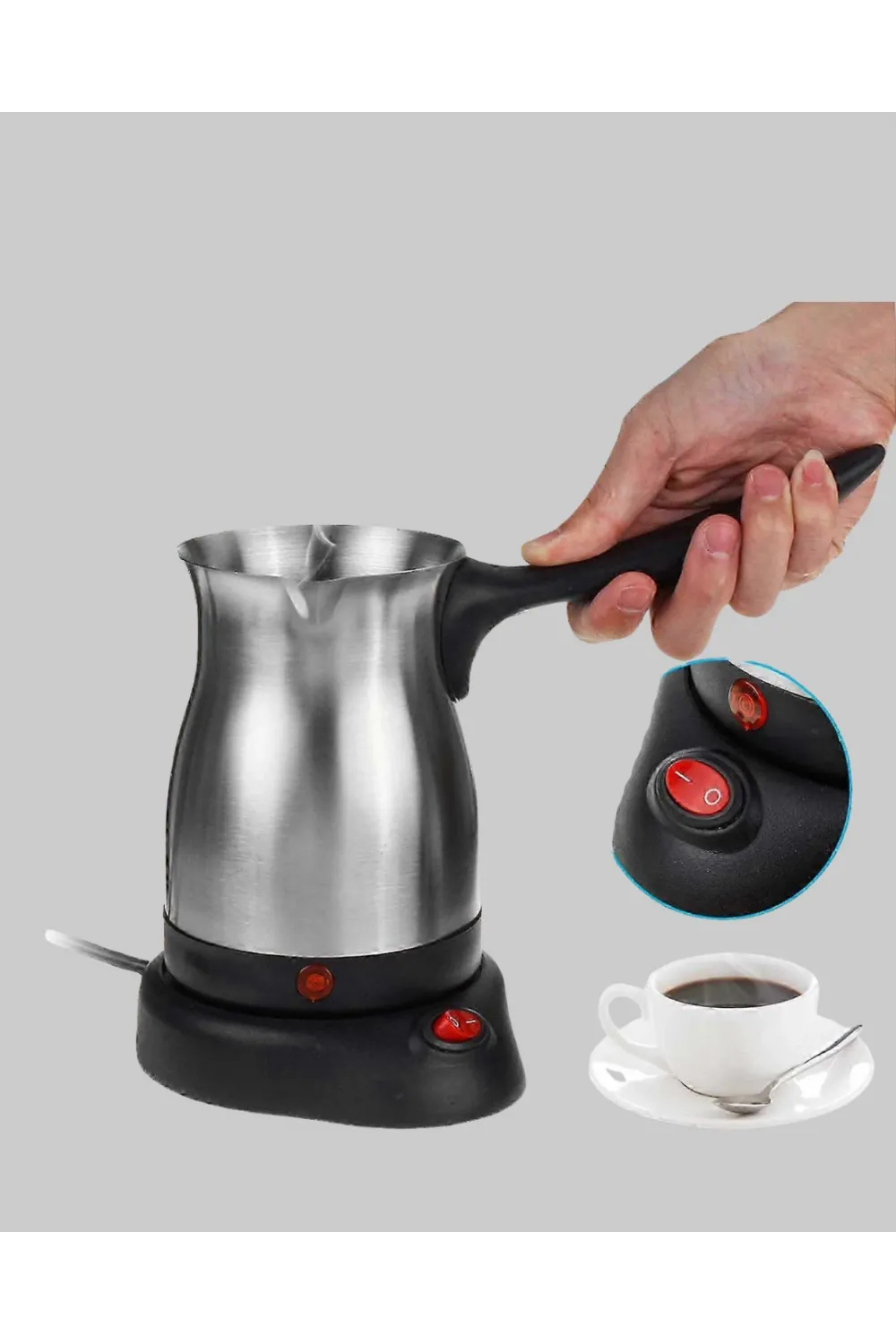 800w Paslanmaz Elektrikli Cezve Gizli Rezistans Ve Ergonomik Kulp