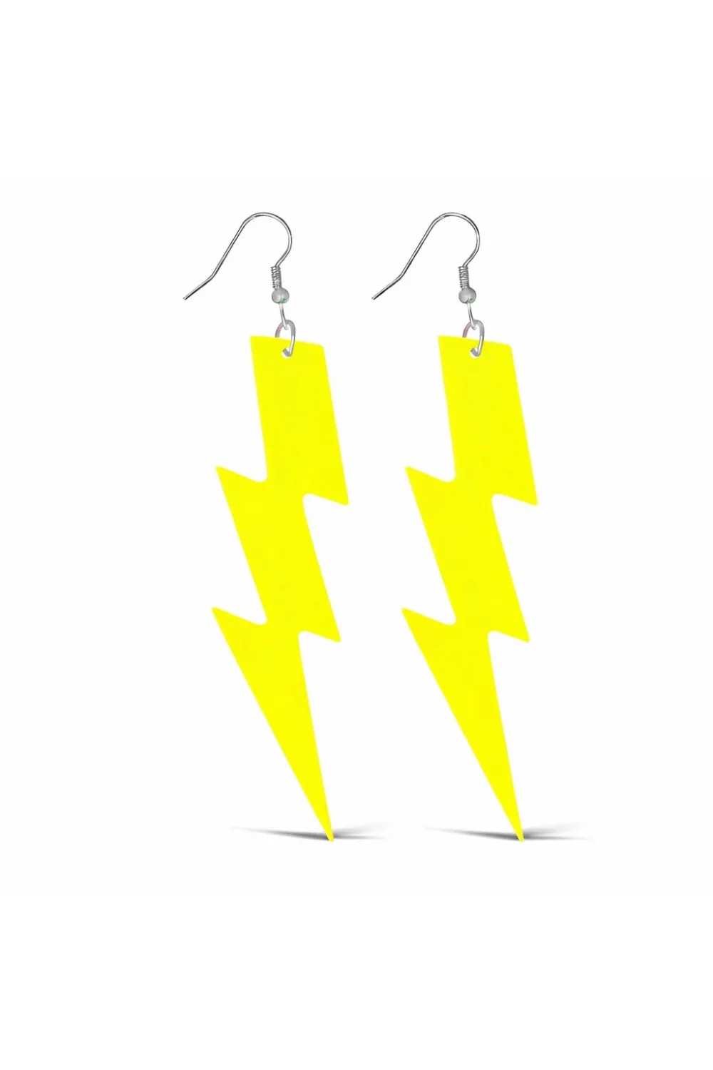 80’ler 90'lar Retro Neon Sarı Şimşek Küpe 10 cm