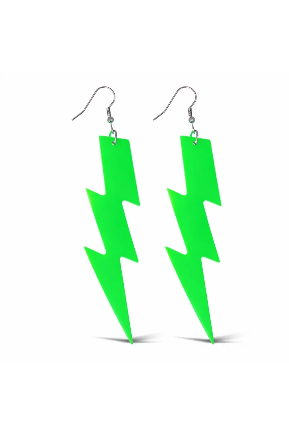 80’ler 90'lar Retro Neon Yeşil Şimşek Küpe 10 cm