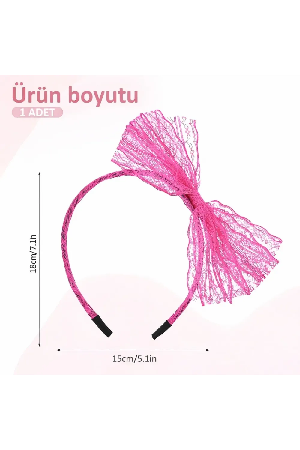 80’ler 90’lar Neon Pembe Dantel Taç Fiyonklu