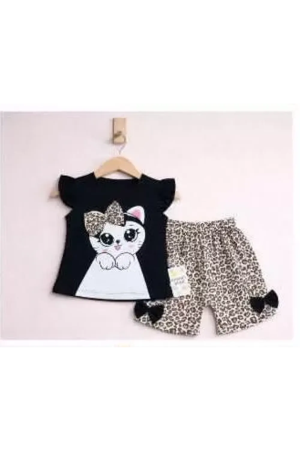9/24 Ay Leopar Kedi Baskılı Bebek Takımı