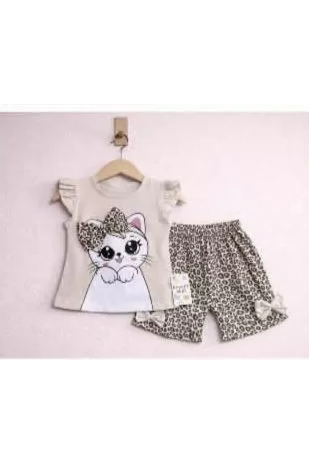 9/24 Ay Leopar Kedi Baskılı Bebek Takımı