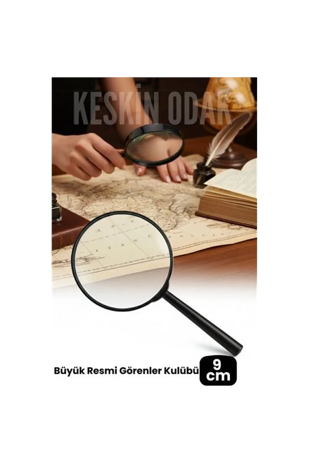 9 cm Optik Lensli El Tipi Büyüteç | Profesyonel Okuma, Hobi, Koleksiyon Merceği 722537