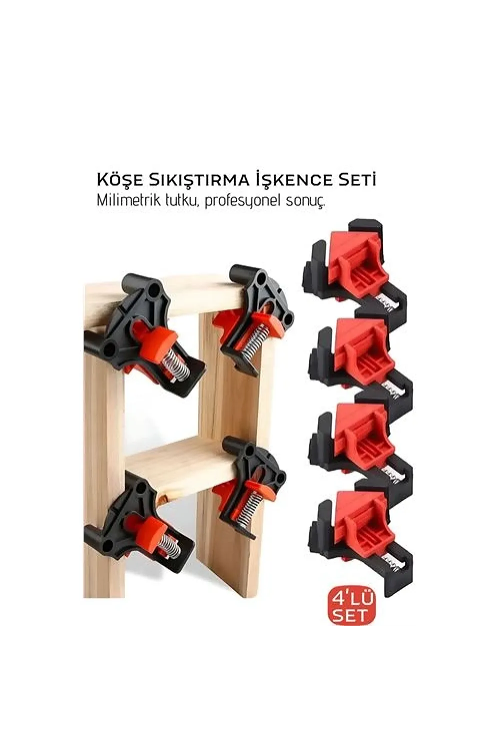 90 Derece Köşe Sıkıştırma İşkence Seti 4lü - Köşe Tutucu Köşe Birleştirici