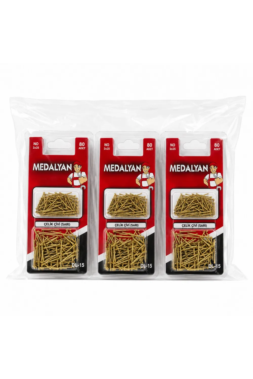 960 Adet 2x25 Sarı Tp Tel Çelik Çivi 12x80pcs