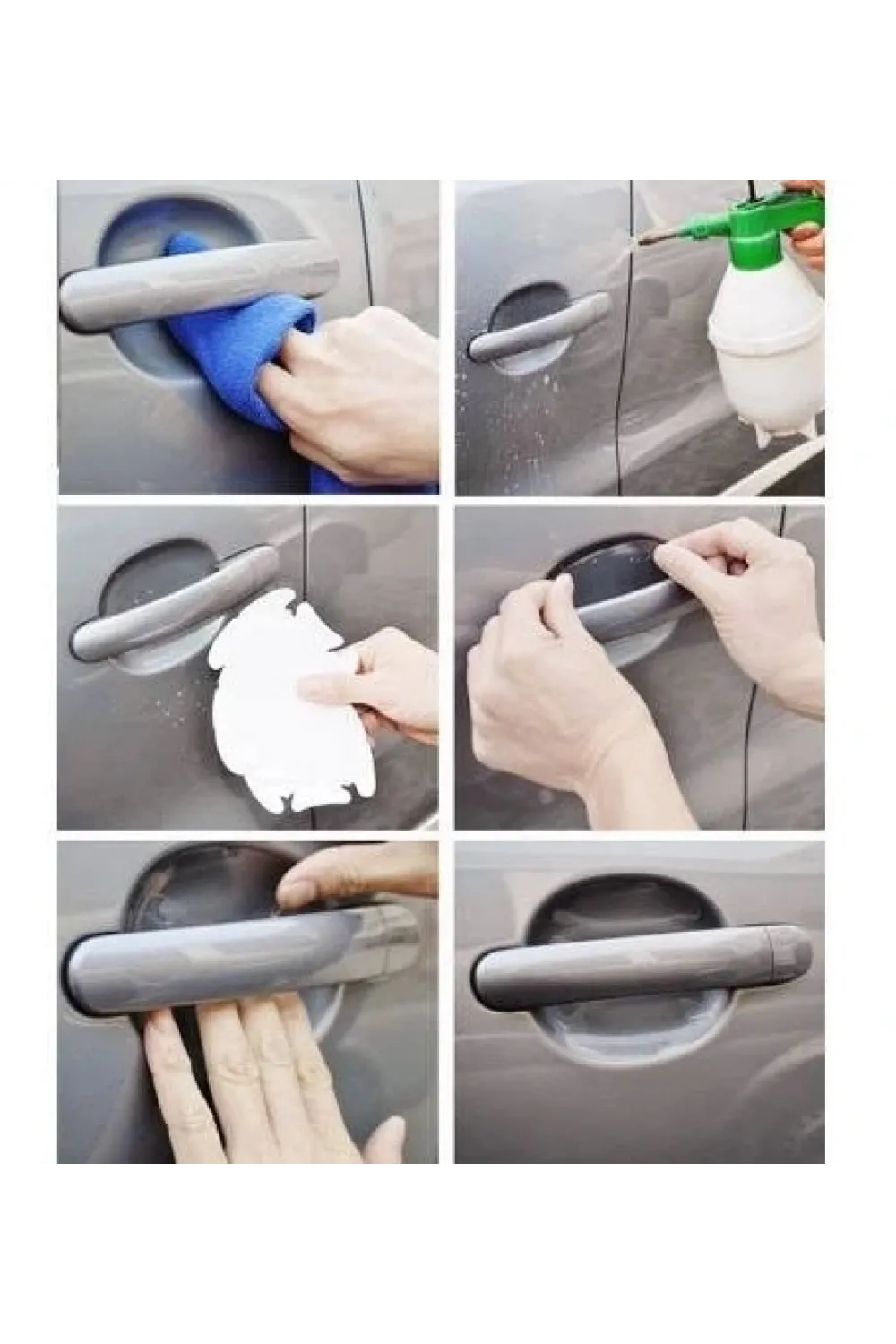 9lu Set Araba Kapı Kolu Koruyucu Çizilme Önleyici Şeffaf Sticker Film Koruma Seti