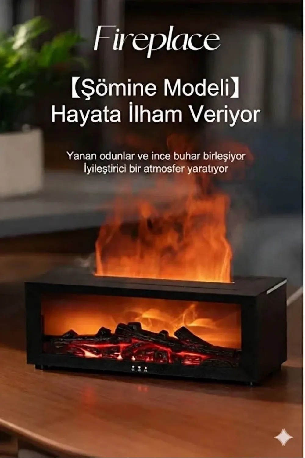 A4 Şömine Esintili Aromaterapi Difüzörü Ultrasonik Hava Nemlendici