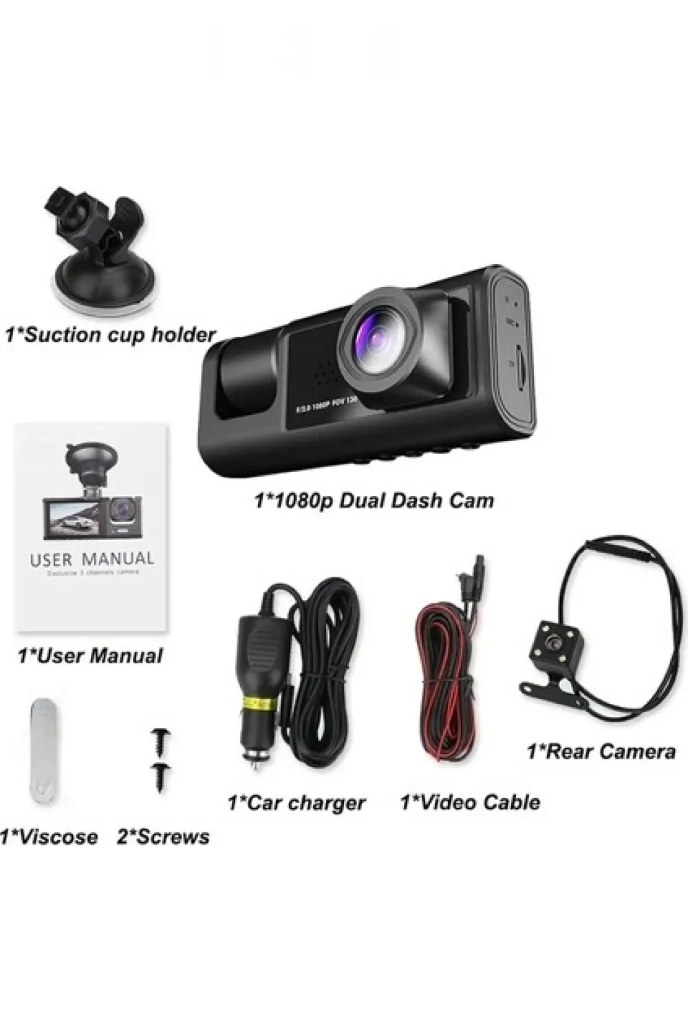 A98 Tipi Wifi Full Hd 3 Kameralı Araç İçi Güvenlik Kamerası Gece Görüşlü G Sensörlü