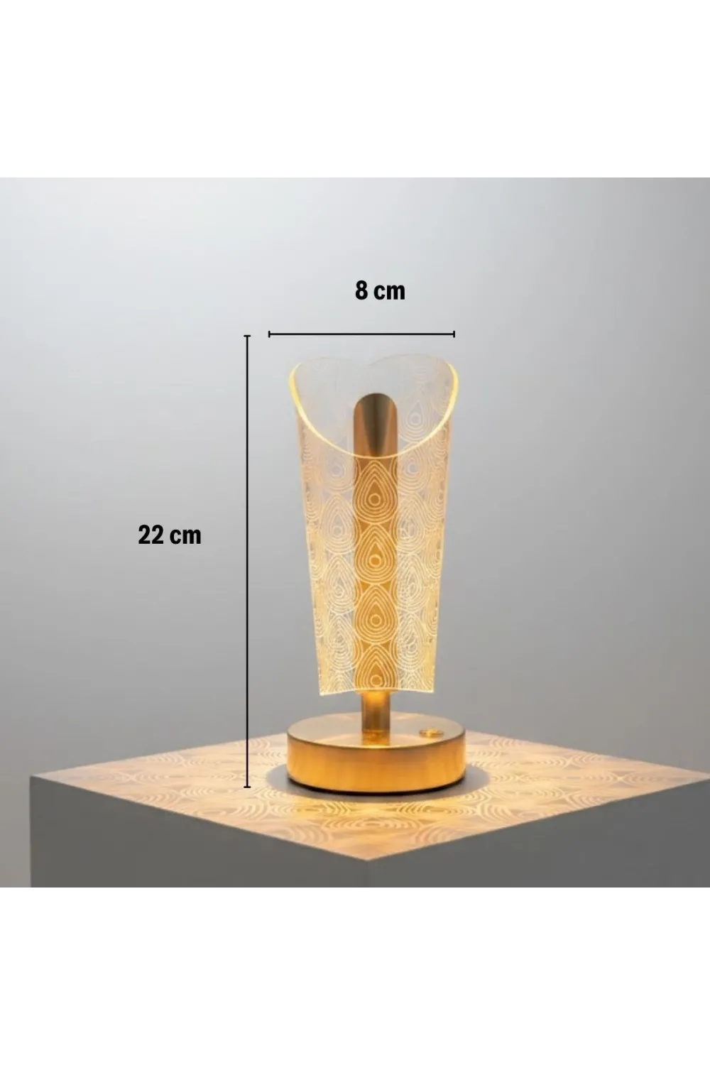 Açık Silindirik Kristal Damla model Led Masa Lambası – Gold Tabanlı, Dokunmatik, 3 Renk Işık Modlu, Şarjlı Modern Dekoratif Gece Lambası