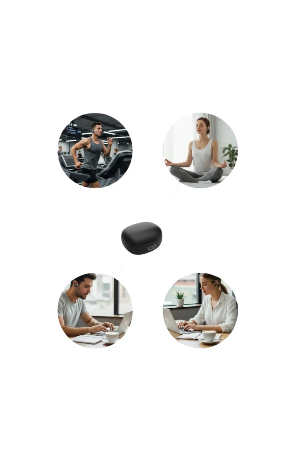 Açık Tasarım Kablosuz Bluetooth Spor Kulaklık Led Ekranlı