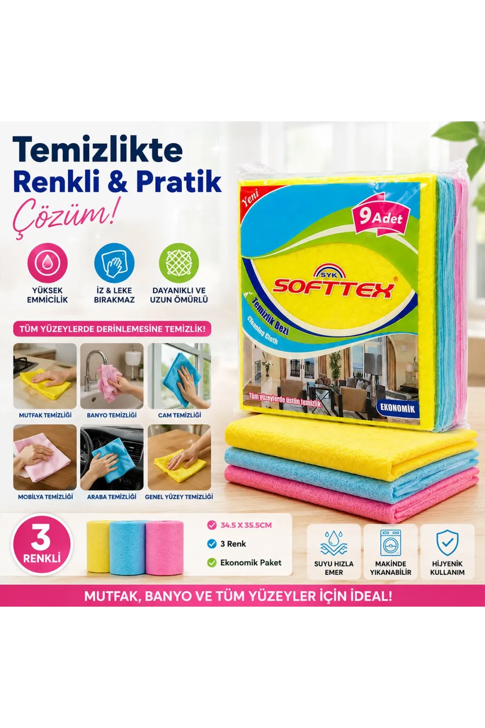 Acord Kod-384 9 Parça  Temizlik Bezi 35x37cm