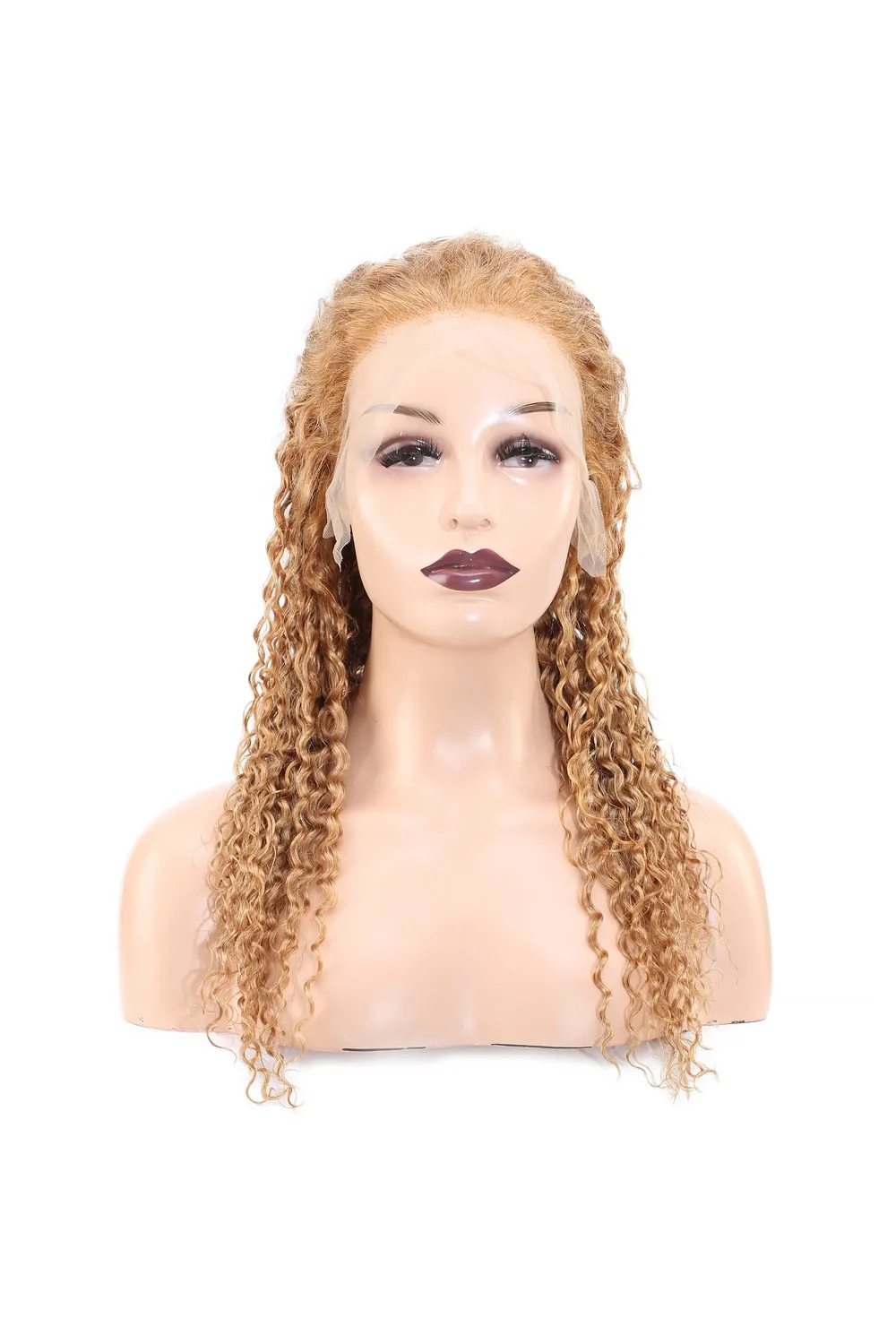 Afro Dalga Front Lace Gerçek Tül Peruk - Altın Karamel - 60-65cm