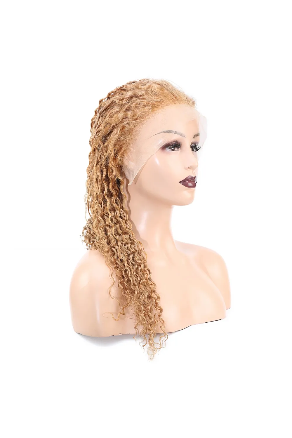 Afro Dalga Front Lace Gerçek Tül Peruk - Altın Karamel - 60-65cm