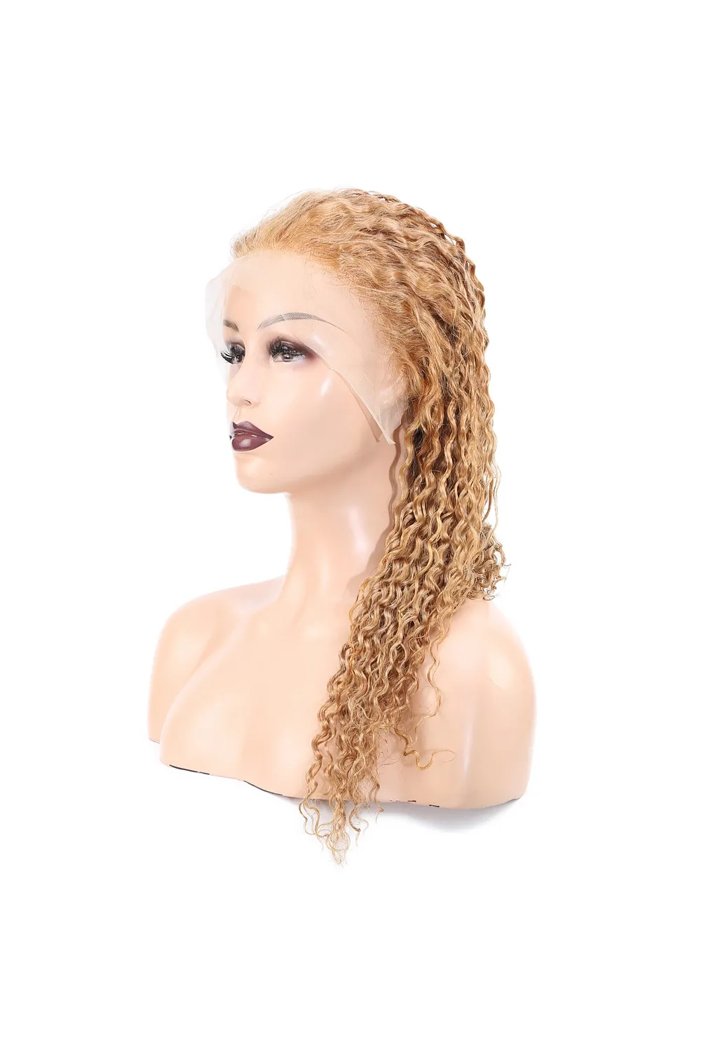 Afro Dalga Front Lace Gerçek Tül Peruk - Altın Karamel - 60-65cm