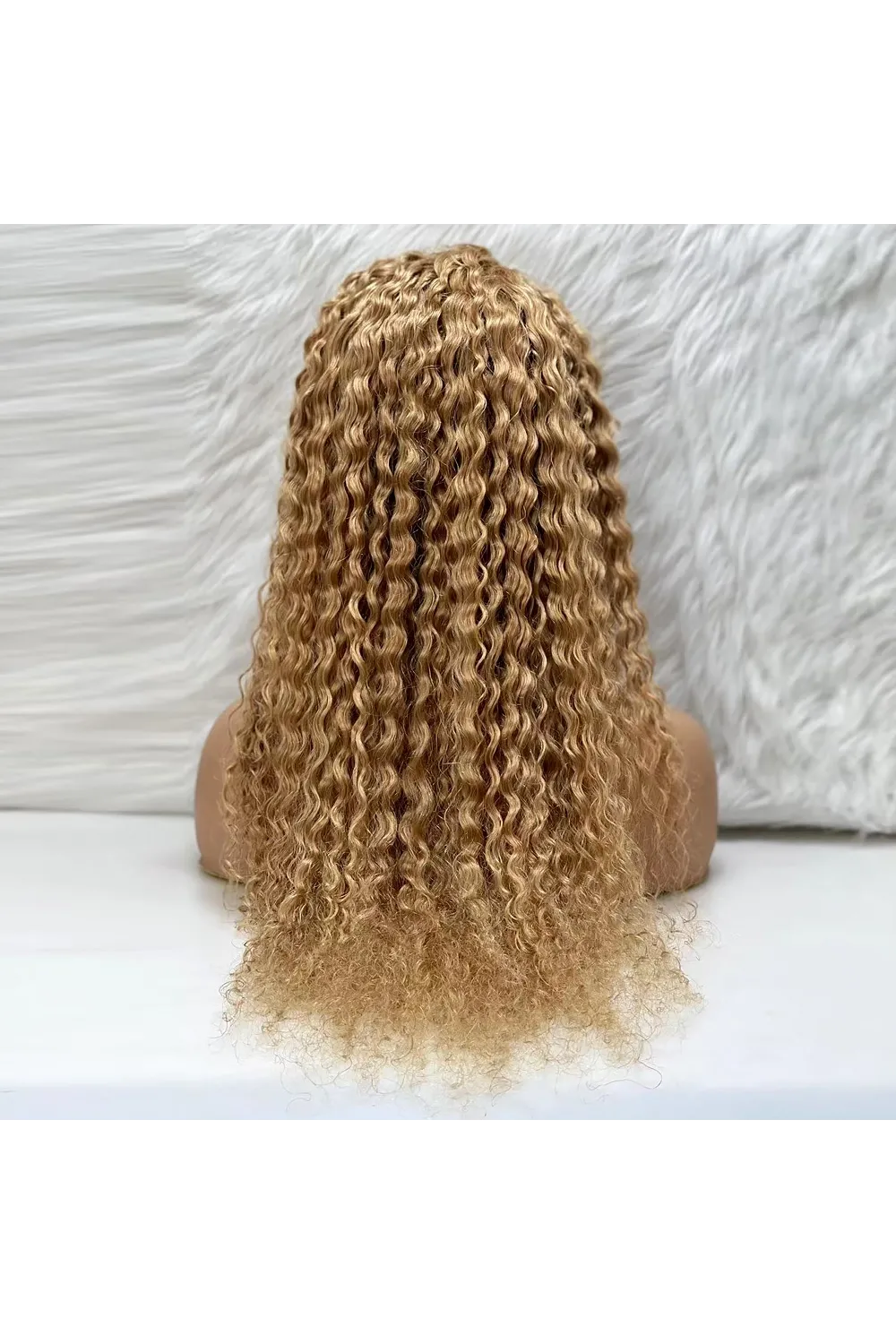 Afro Dalga Front Lace Gerçek Tül Peruk - Altın Karamel - 70-75cm