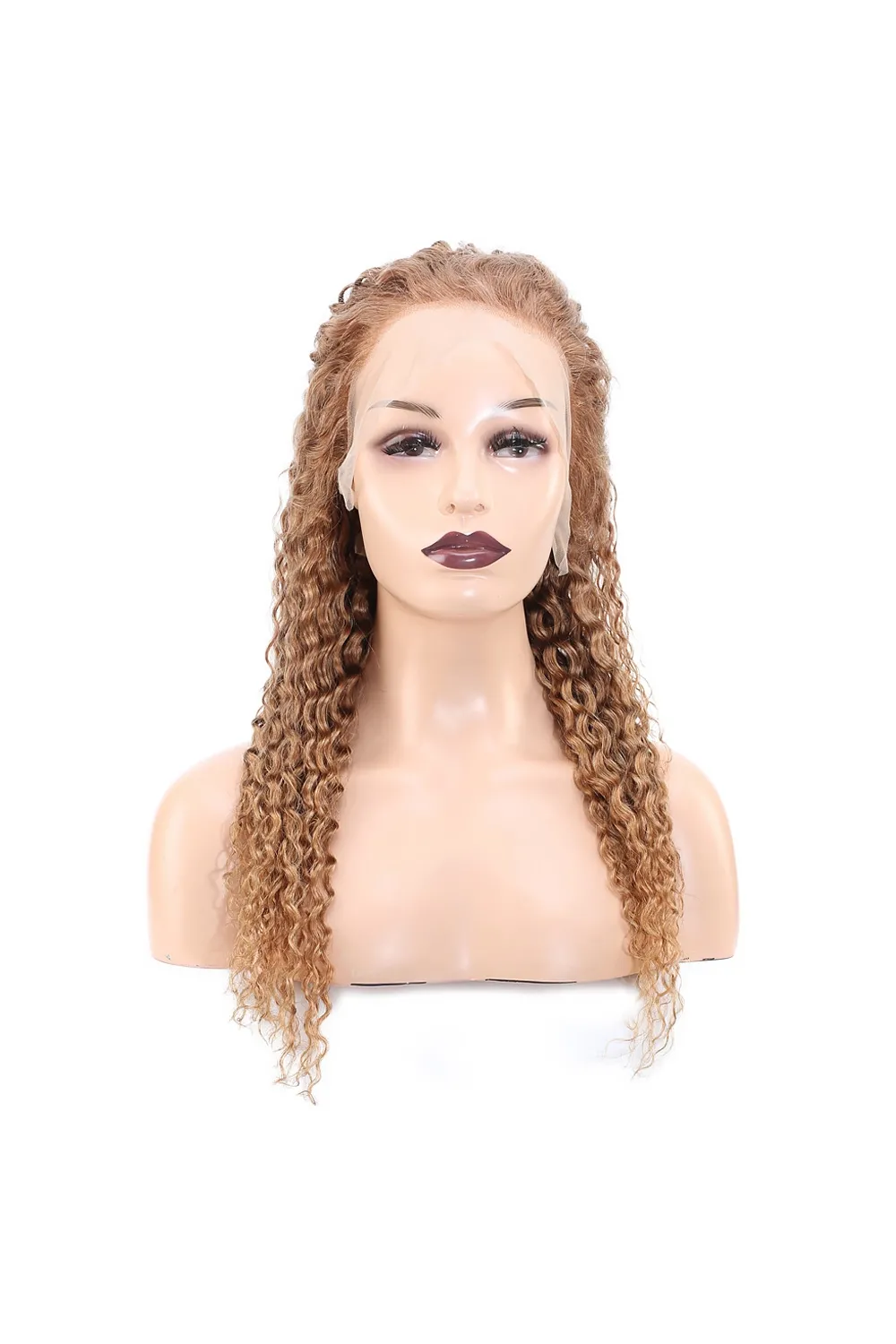 Afro Dalga Front Lace Gerçek Tül Peruk - Kumral - 60-65cm