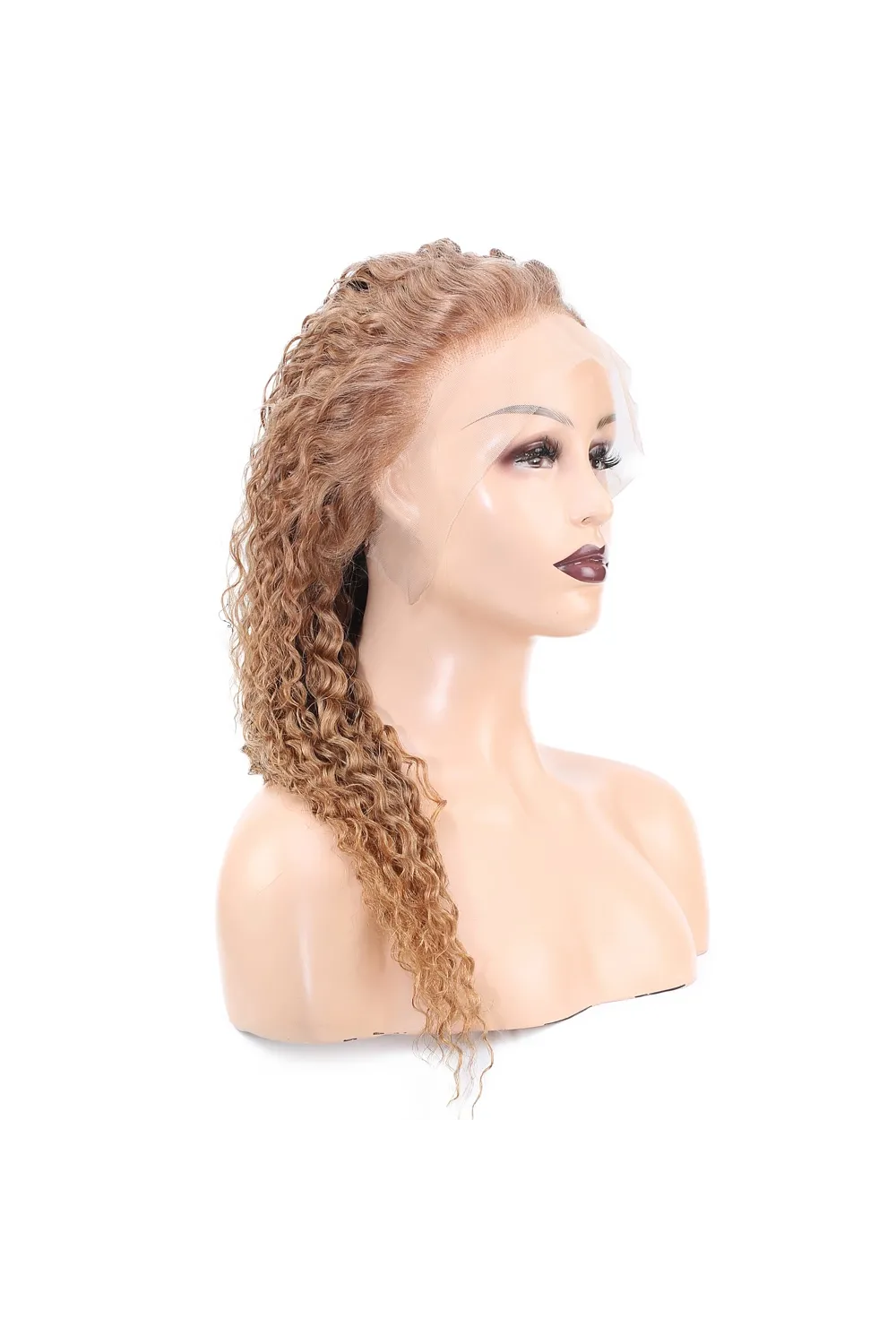 Afro Dalga Front Lace Gerçek Tül Peruk - Kumral - 60-65cm
