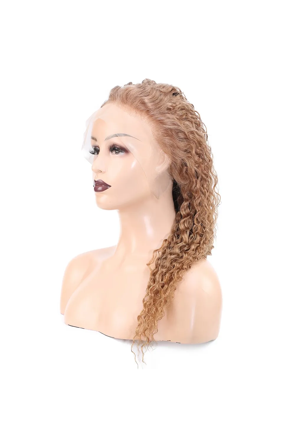 Afro Dalga Front Lace Gerçek Tül Peruk - Kumral - 60-65cm