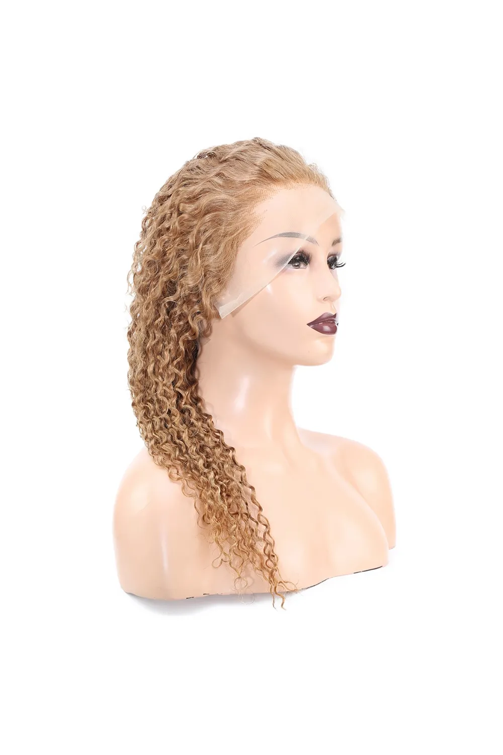 Afro Dalga Front Lace Gerçek Tül Peruk - Sıcak Karamel - 60-65cm