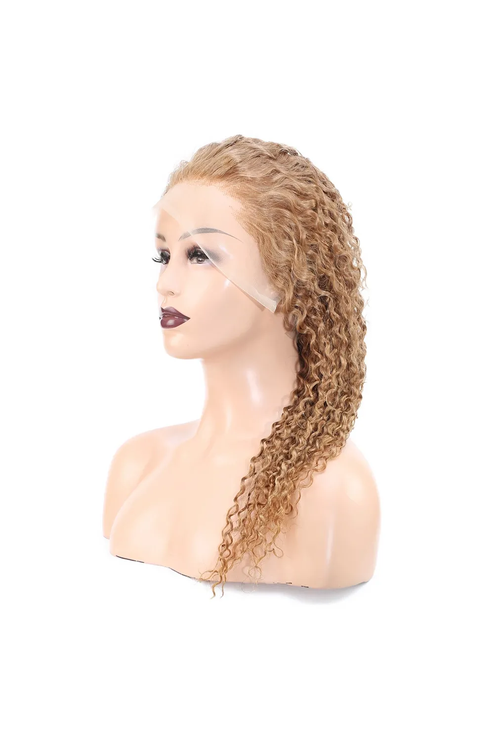 Afro Dalga Front Lace Gerçek Tül Peruk - Sıcak Karamel - 60-65cm
