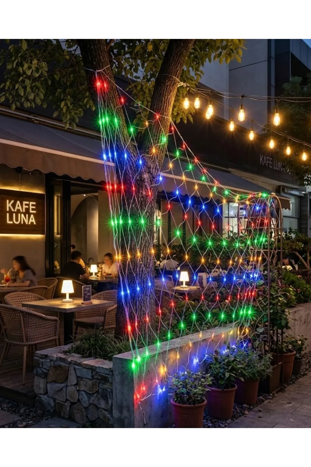 Ağ Şeklinde Led File Işık Dekoratif Ortam Aydınlatma Bahçe Balkon Süsü