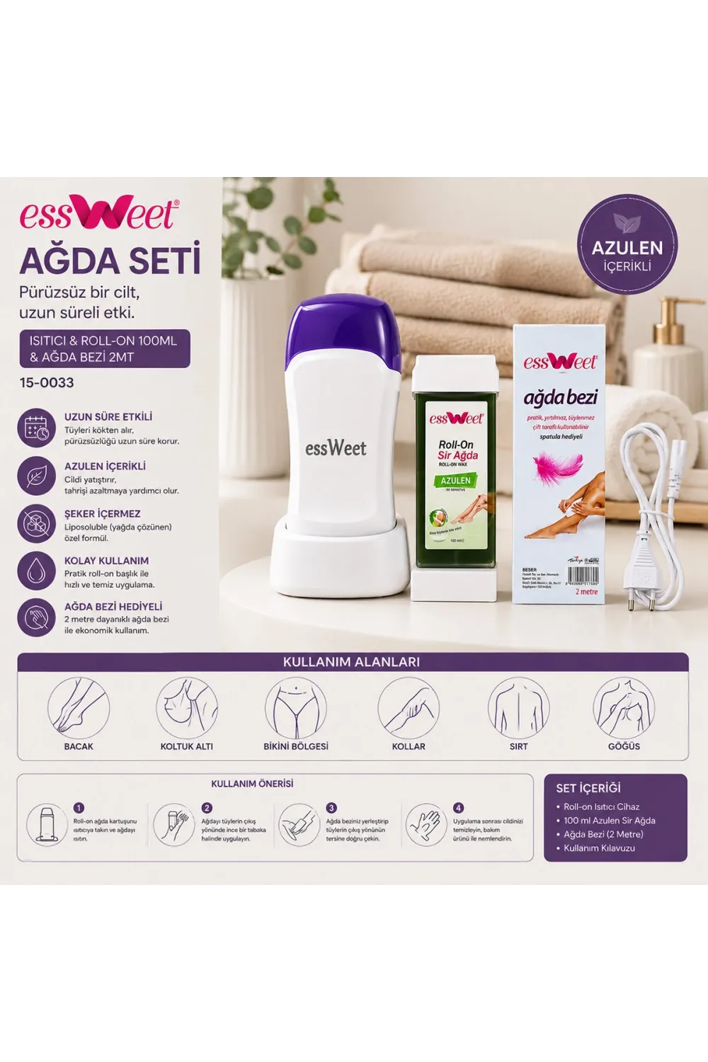 Ağda Seti Isıtıcı - Roll-on 100ML - Ağda Bezi 2MT