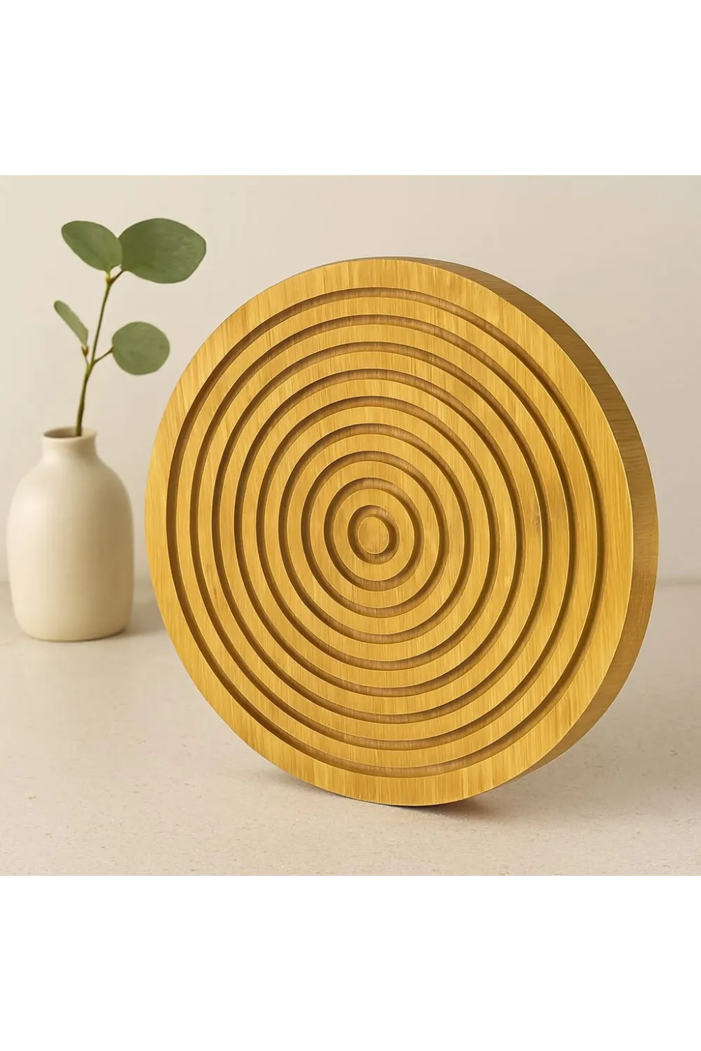 Ahşap Bambu Sunum Tepsisi 28 cm - Çift Taraflı