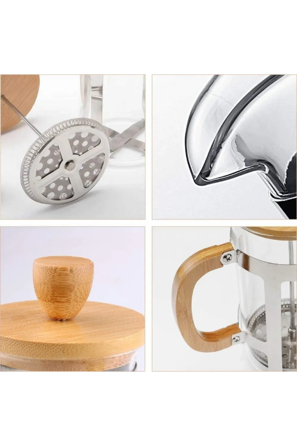 Ahşap Detaylı 350 ml Cam French Press