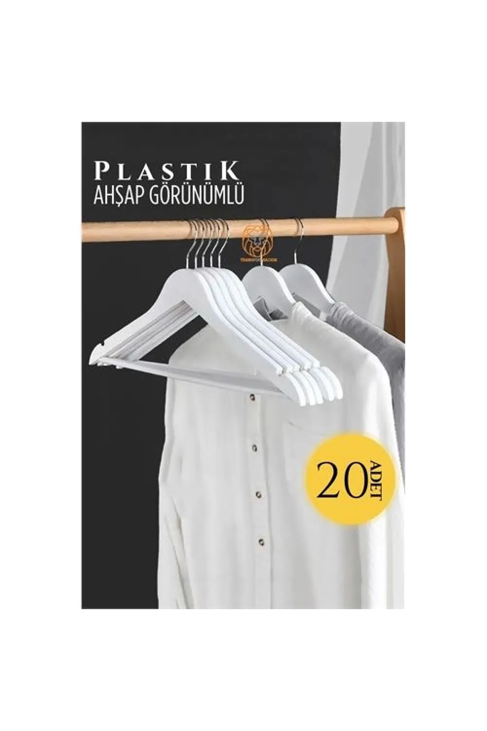 Ahşap Görünüm Plastik Askı 20 ADET Beyaz  720519