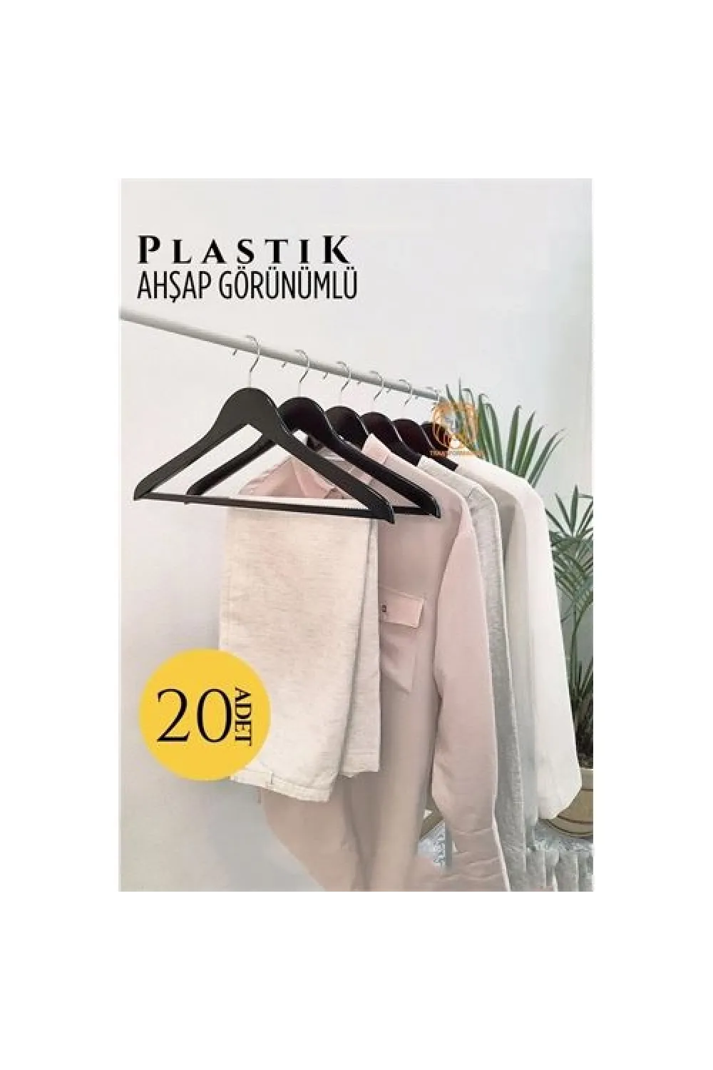 Ahşap Görünüm Plastik Askı 20 ADET SİYAH 720520