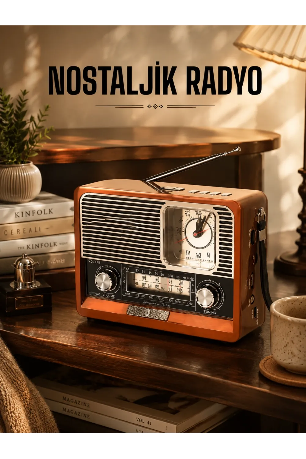 Ahşap Görünümlü Retro Bluetooth Radyo Usb,aux Ve Sd Kart Girişli