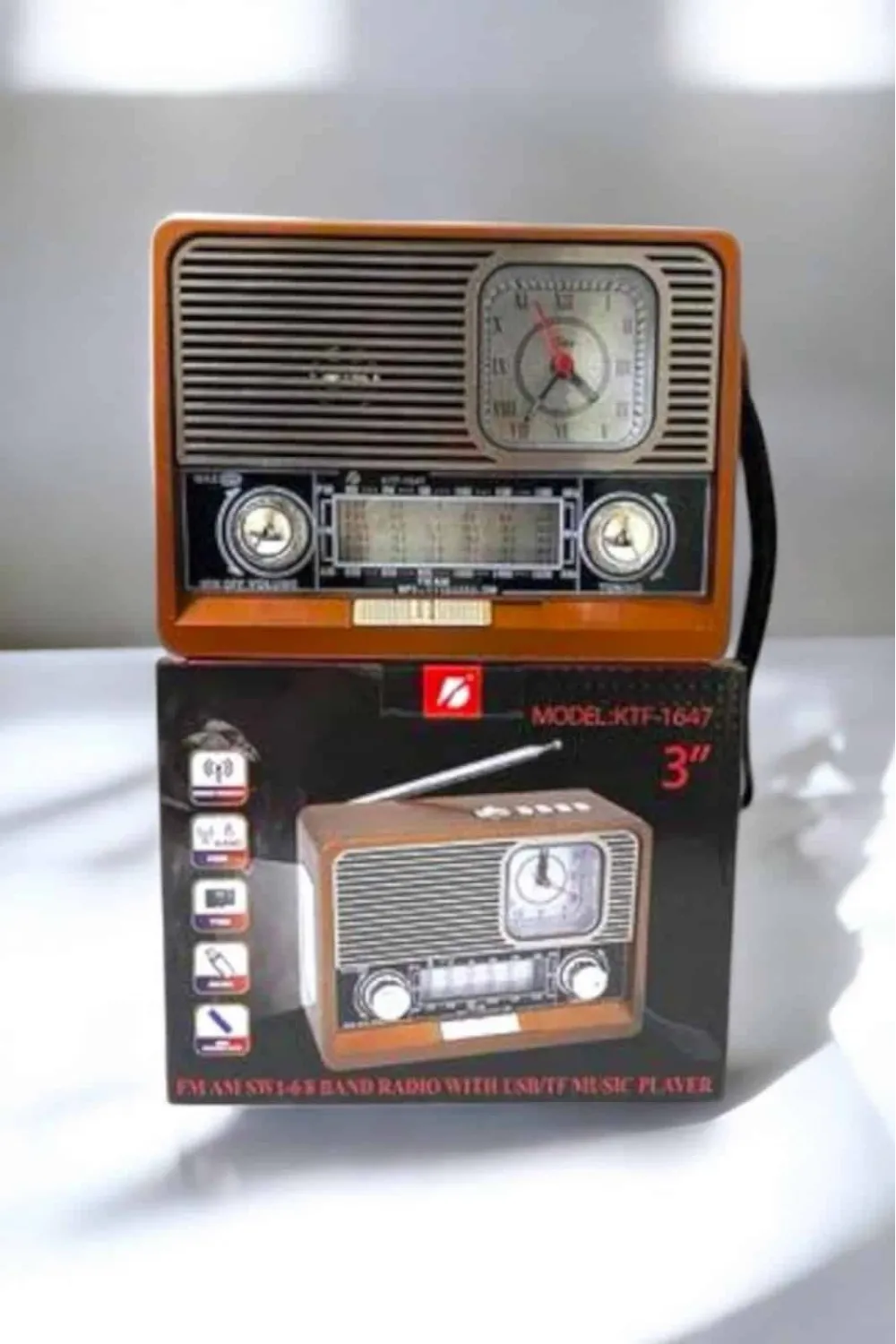 Ahşap Görünümlü Retro Bluetooth Radyo Usb,aux Ve Sd Kart Girişli