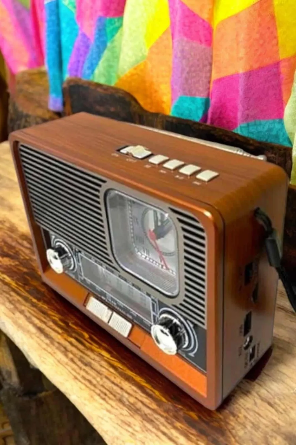 Ahşap Görünümlü Retro Bluetooth Radyo Usb,aux Ve Sd Kart Girişli