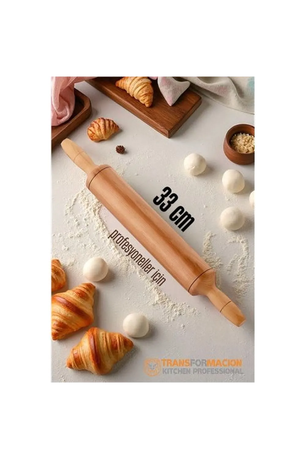 Ahşap Merdane Hamur Açma Merdanesi - 33 cm Küçük Mutfak Merdanesi 721901