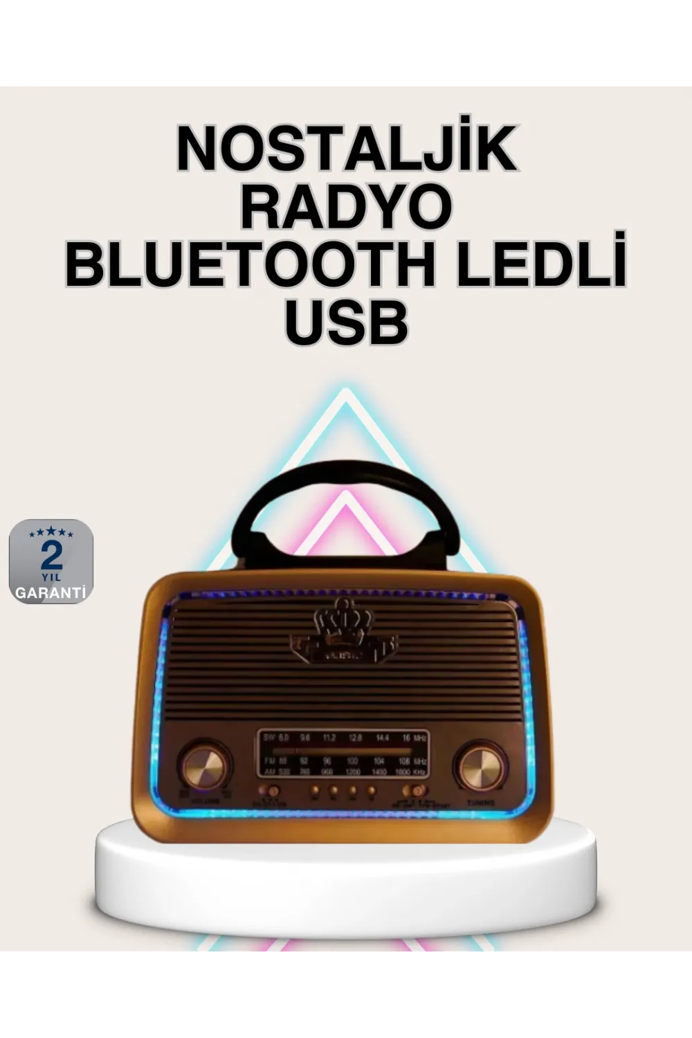 Ahşap Nostaljik Radyo Bluetooth Usb Sd Kart Destekli