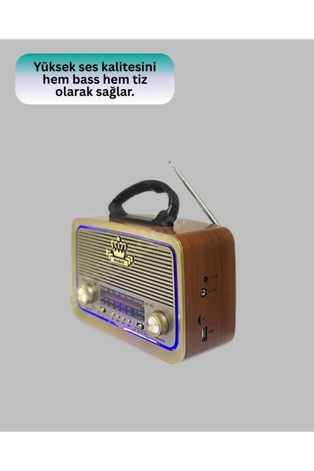 Ahşap Nostaljik Radyo Bluetooth Usb Sd Kart Destekli