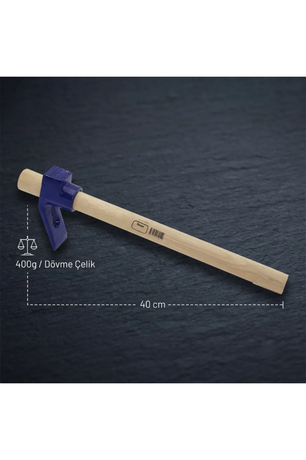 Ahşap Saplı Dövme Çelik Keser - Boyalı Sap - 400 Gram