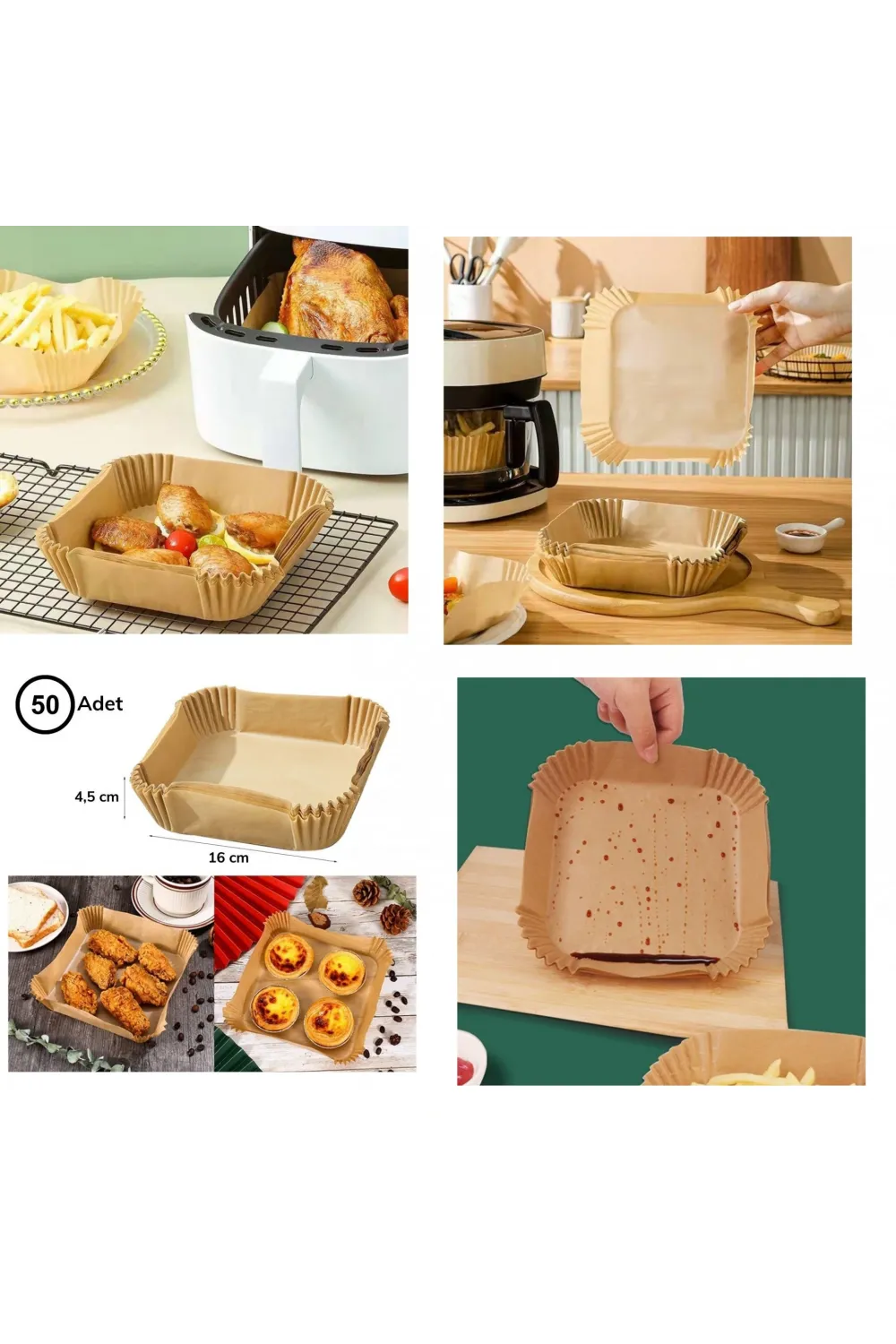 Airfreyer Fritöz Kağıdı Kare Xl / Xxl 100lü
