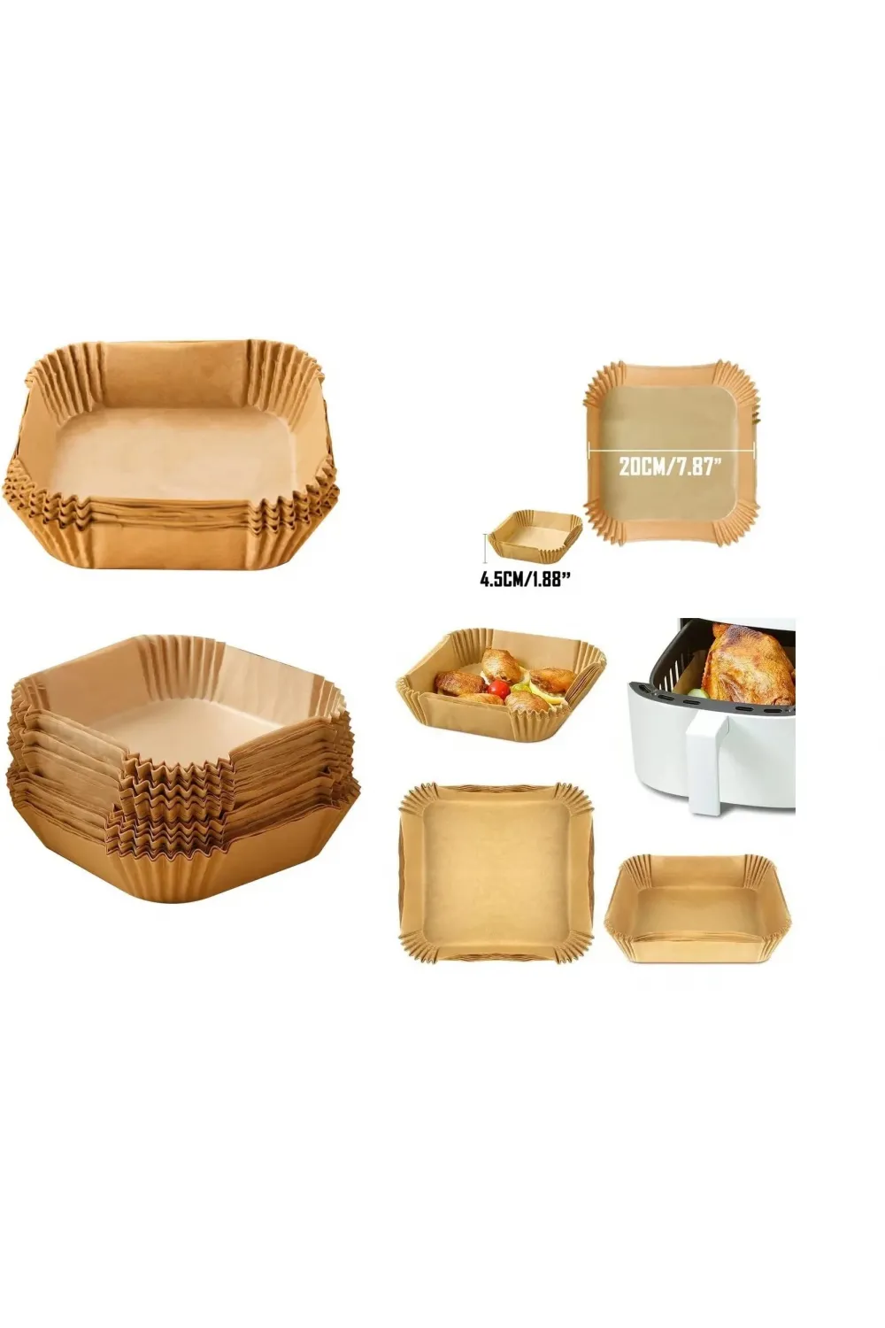 Airfreyer Fritöz Kağıdı Kare Xl / Xxl 50li