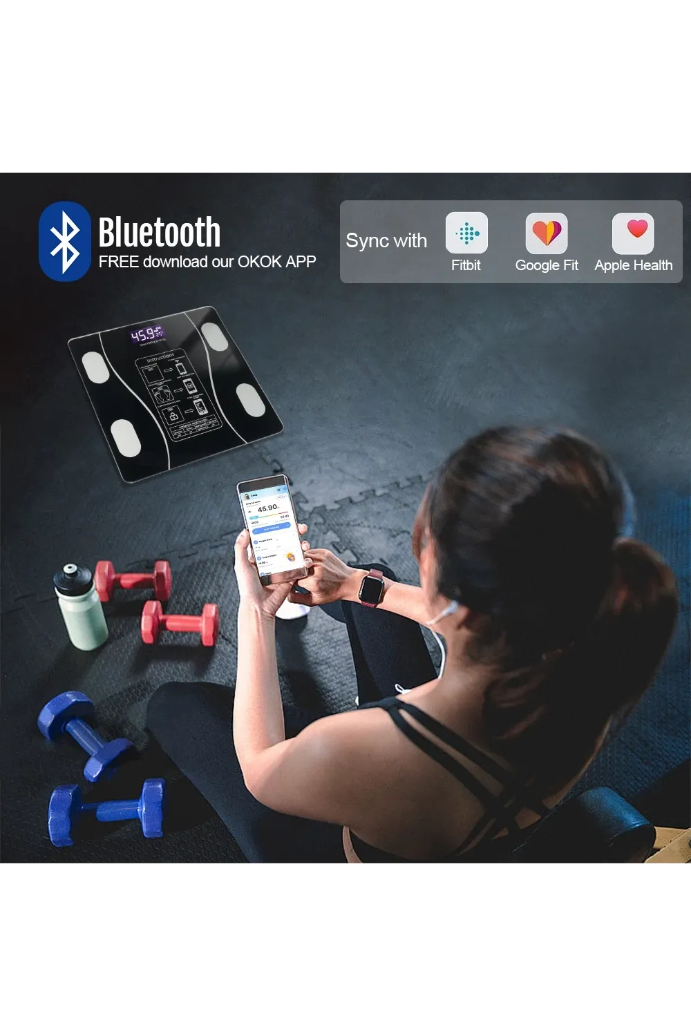 Akıllı Kablosuz Dijital Banyo Ve Vücut Yağ Ağırlık Ölçeği Vücut Kompozisyonu Analizörü Bluetoothlu Tartı